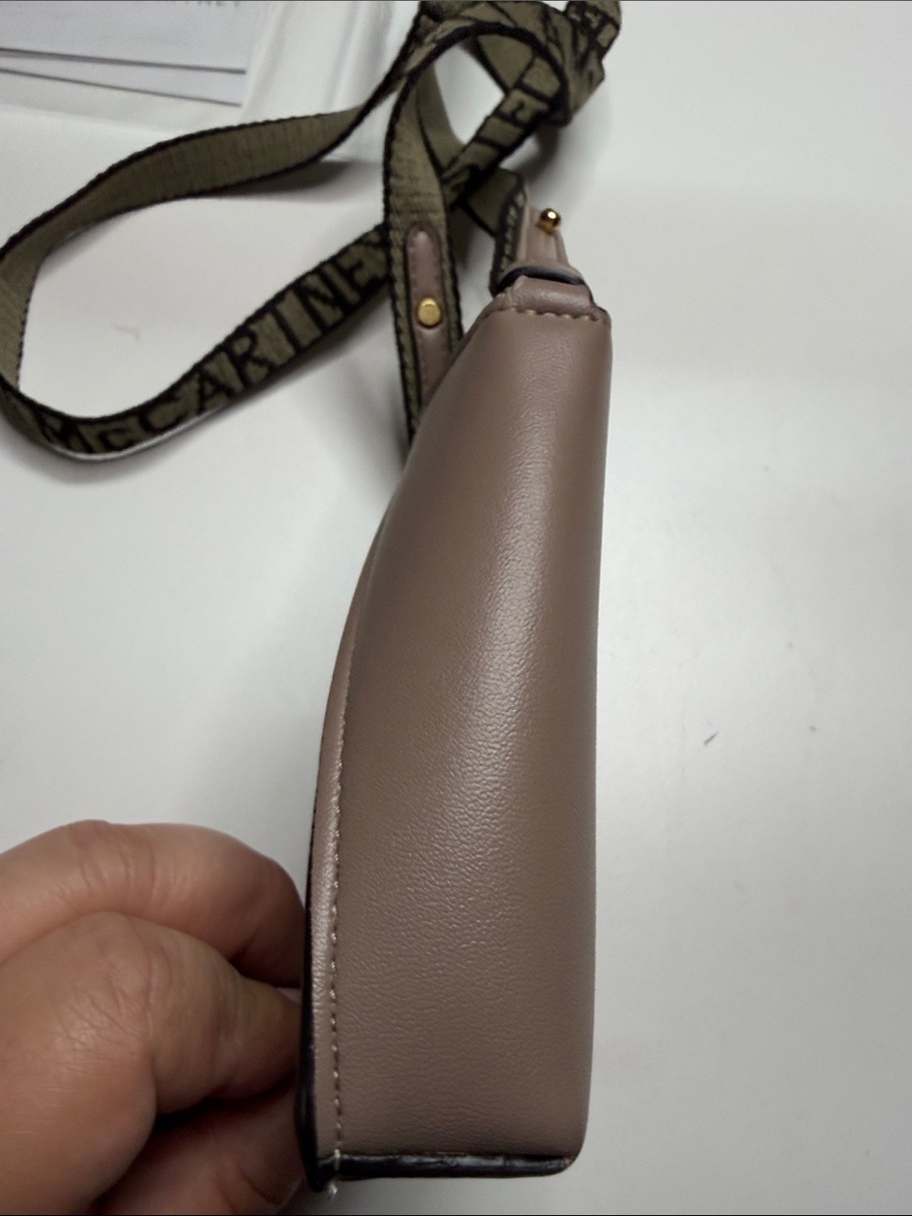 Stella McCartney Taupe Mini Crossbody with Logo Webbing Strap - Picture 3 of 8